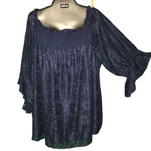 Lovely in Lace Navy Plus Size Top